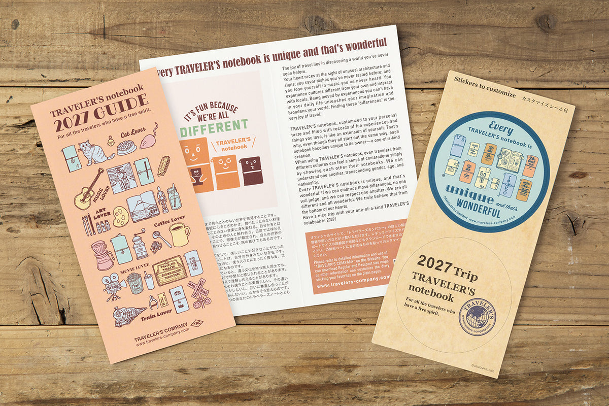 TRAVELER'S notebook 2027 Monthly Diary (Regular Size)

Welcome the upcoming year in high spirits with TRAVELER'S notebook 2027 Diary lineup where each notebook becomes unique by adding your personal flare!