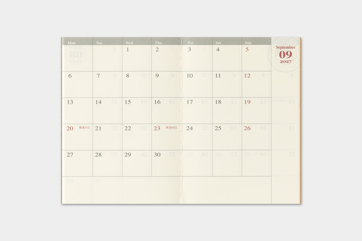 TRAVELER'S notebook 2027 Monthly Diary (Passport Size)

Welcome the upcoming year in high spirits with TRAVELER'S notebook 2027 Diary lineup where each notebook becomes unique by adding your personal flare!