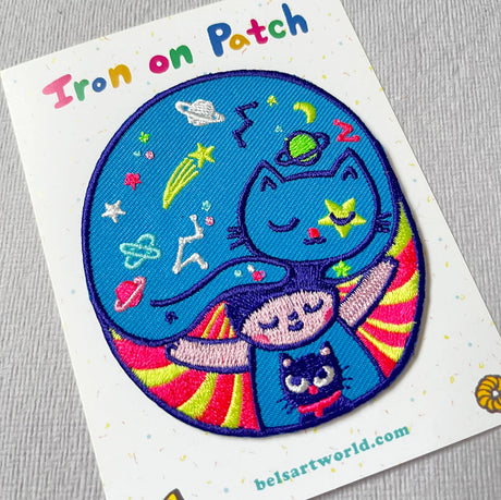 Bel’s Art World Iron-on Patch - Psychedelic Cat