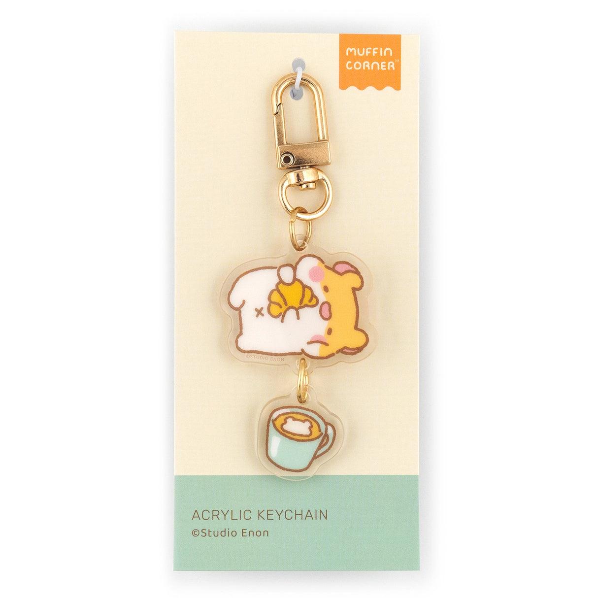 Studio Enon - Coffee Shop Keychain - Croissant with Latte