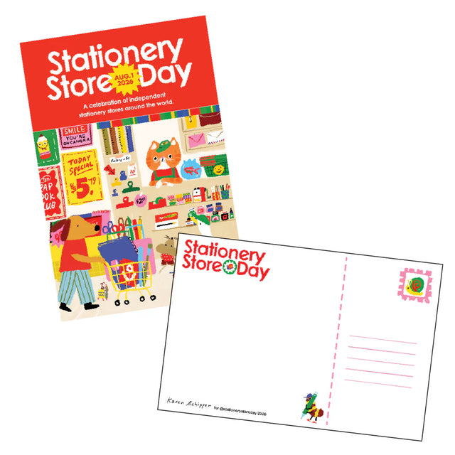 Stationery Store Day 2026

Postcards with 2026 poster art by Karen Schipper.

4" x 6"

Matte front, uncoated back
Artwork property of Karen Schipper