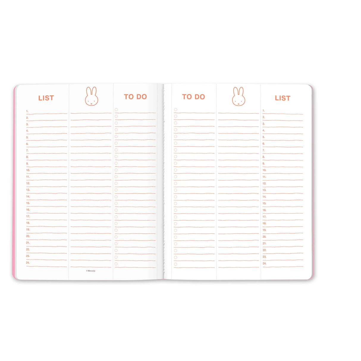 Plan the year with Miffy by your side! This slim 17-month planner (Aug. 2026–Dec. 2027) features monthly planning pages, full-color illustrations, tear-out shopping and to-do lists, and a handy interior pocket. A brass-and-enamel Miffy bookmark adds a charming touch while keeping your place with ease. 

• 7.5"w × 9.75"h 
• 17 months (Aug. 2026–Dec. 2027) 
• 48 pages; 120 gsm acid-free FSC®-certified paper 
• Softcover; Center-sewn binding 
• Brass and enamel bookmark 
• Elastic band closure 

© Mercis bv
