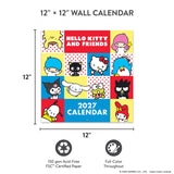 Make 2027 your best year yet with this classic 12" × 12" Hello Kitty® and Friends Wall Calendar (Jan.–Dec. 2027). Filled with super cute artwork, this 12-month calendar doubles as cheerful wall décor, brightening any space while helping you stay organized all year.

• 12"w x 12"h closed 
• 12 months (Jan.–Dec. 2027) 
• 13 pages; 150 gsm acid-free, FSC®-certified paper 
• Saddle-stitch binding 

© 2026 SANRIO CO., LTD. Used Under License.

