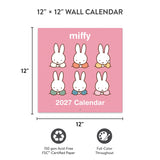Miffy makes every season sweeter! This classic 12" × 12" Wall Calendar brings Miffy’s adventurous spirit to your home or workspace all year long. From breezy autumn bike rides to sunny springtime gardening, each month showcases Miffy and friends in soft pastel scenes that capture the magic of everyday moments—plus roomy calendar grids with plenty of room to jot down plans, reminders, and special occasions.

• 12"w x 12"h closed 
• 12 months (Jan.–Dec. 2027) 
• 13 pages; 150 gsm acid-free, FSC®-certified pap
