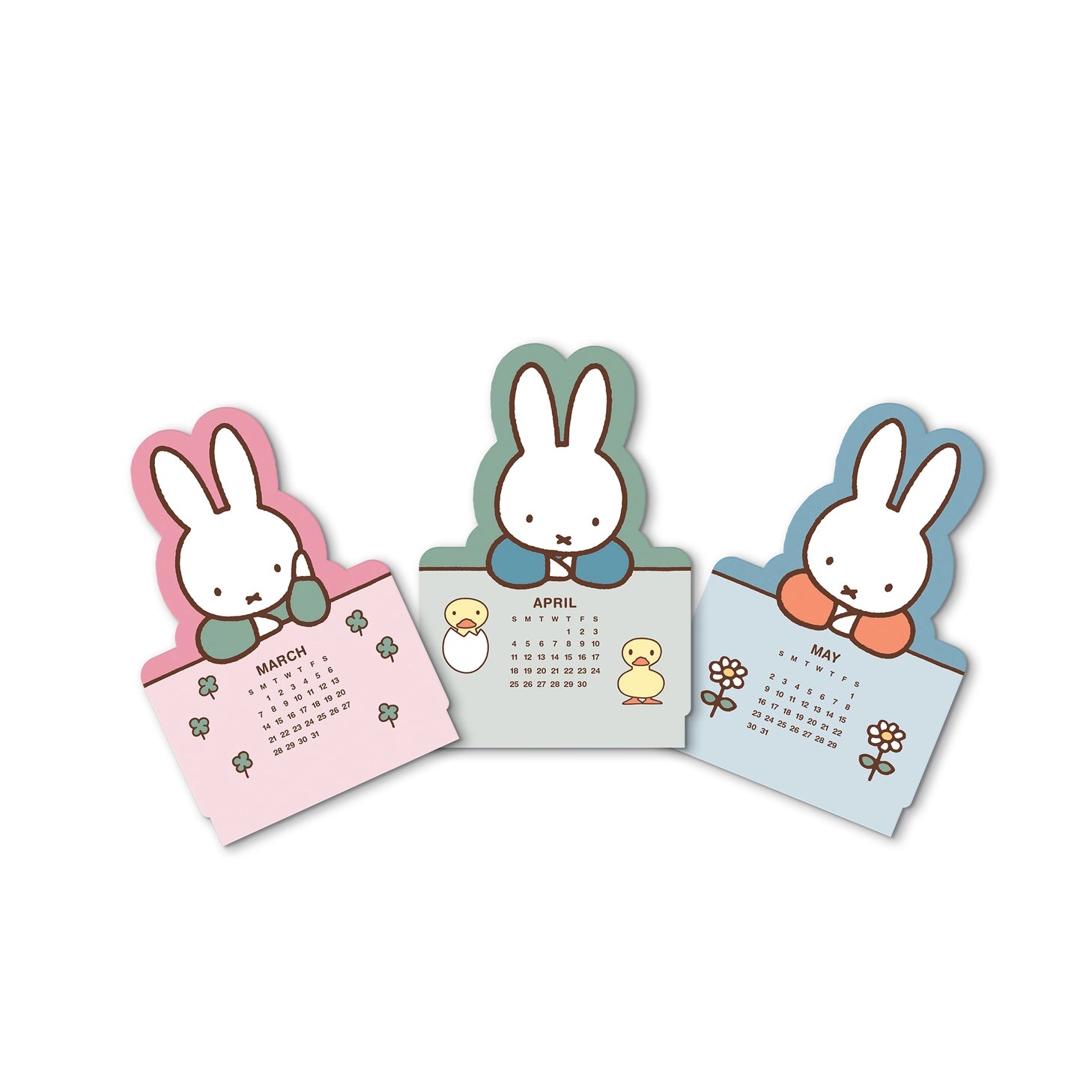 Welcome the new year with this adorable Miffy Desk Calendar (Jan.–Dec. 2027). Each month is printed on a sturdy, die-cut card featuring the iconic bunny in pastel colors and seasonal artwork. Place the current month on the included wooden stand for a sweet, simple calendar reference you’ll enjoy all year long.

• Box: 3.75"w x 5.25"h 
• 12 months (Jan.–Dec. 2027) 
• 13 sheets; 300 gsm acid-free, FSC®-certified paper 
• Shrink-wrapped in paper box 
• Includes sturdy wood stand 

© Mercis bv