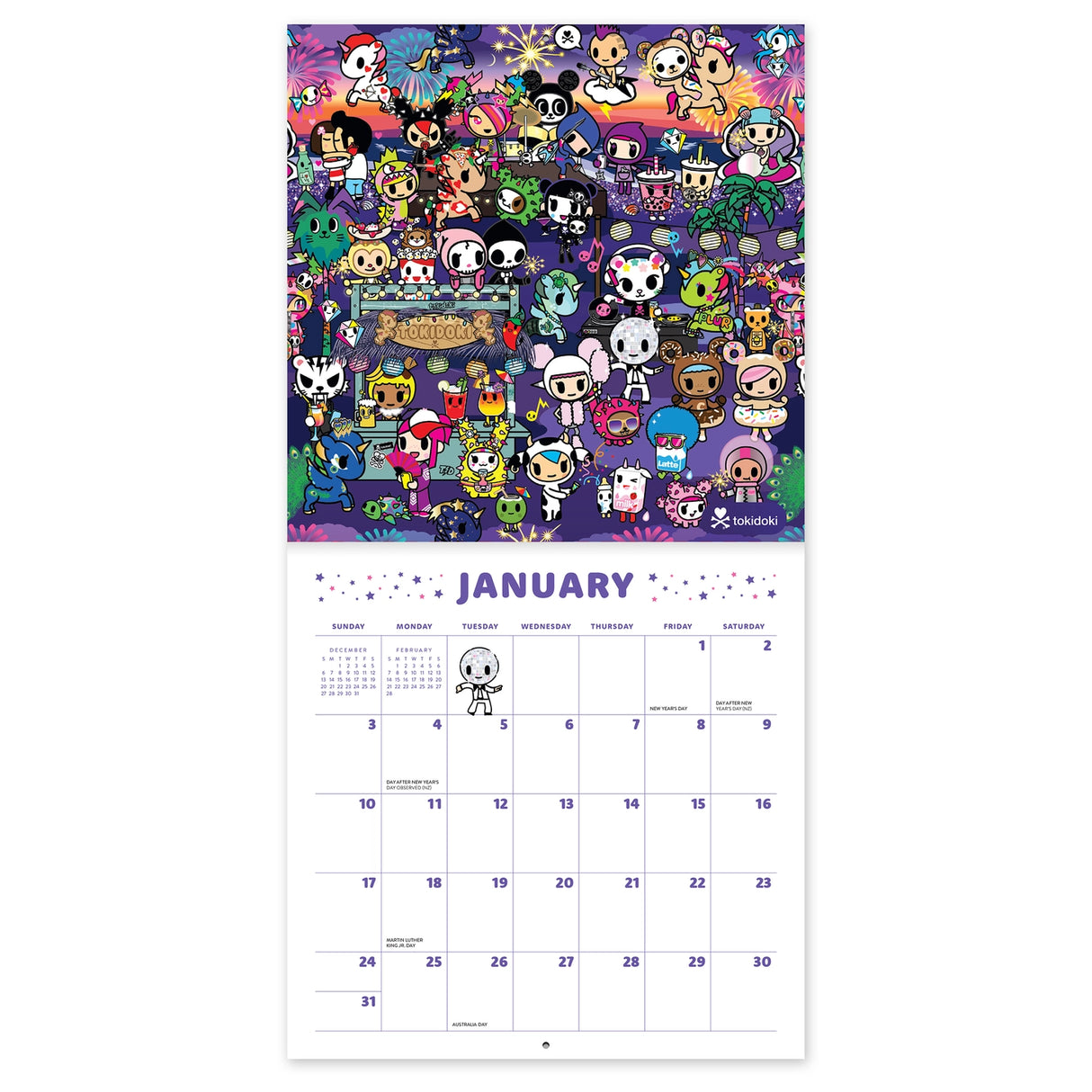 Adventure through the year with the iconic tokidoki™ crew! This 7" × 7" Wall Calendar (Jan.–Dec. 2027) is not too big or too small—it's just the right size to help keep your days on track while doubling as adorable wall art that brightens every space.

• 7"w x 7"h closed 
• 12 months (Jan.–Dec. 2027) 
• 13 pages; 150 gsm acid-free, FSC®-certified paper 
• Saddle-stitch binding