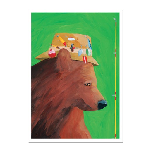 Tarjeta del Día del Padre con el oso pescador