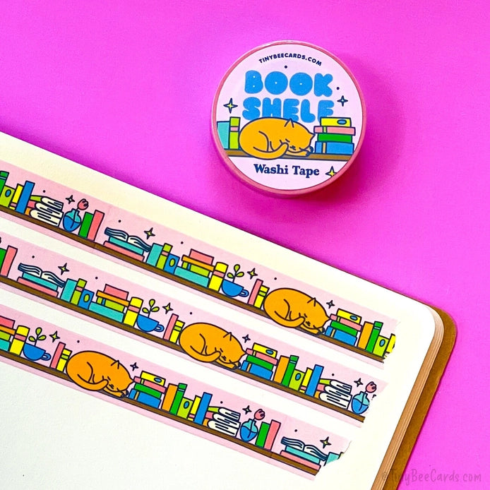 Tiny Bee Cards - Bookshelf Washi Tape
