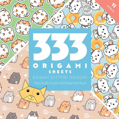 Get started creating origami art with this chunky, colorful, and inspiring book of 333 sheets of origami-weight paper in 40 unique designs! Fold origami from an adorable collection of illustrated cat designs for every occasion and theme, printed on a vibrant array of colored paper! The paper is a perfect weight and size for origami folding techniques, suitable for beginner and experienced origami artists alike.