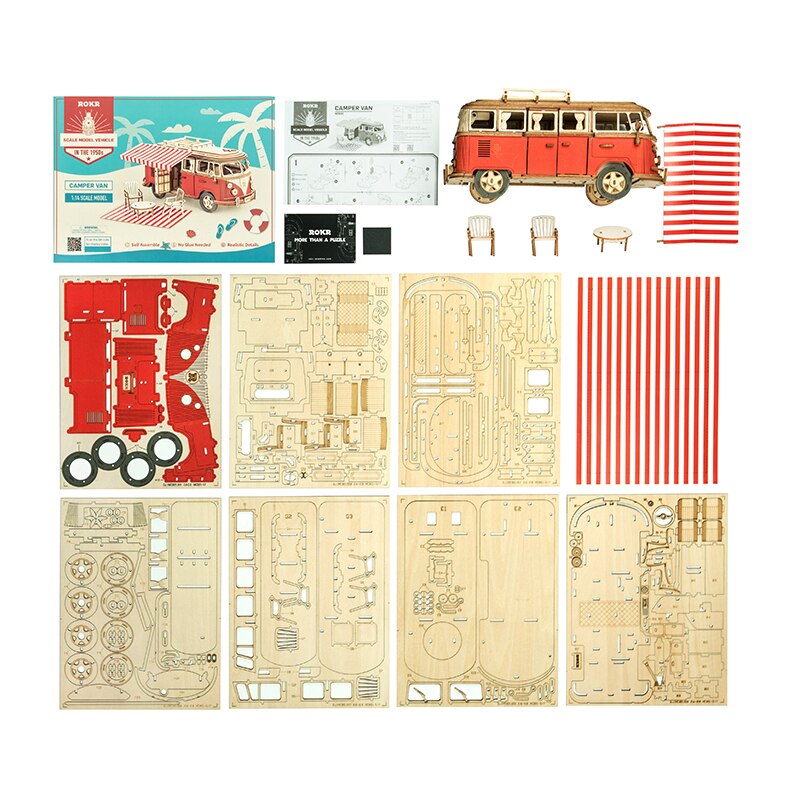 Step back into the groovy days of the 1950s and 60s with this charming replica of the iconic hippie van. This 1:14 scale model captures the spirit of adventure, freedom, and endless road trips. Crafted from precision-cut wood pieces, it’s perfect for puzzle lovers and vintage enthusiasts alike. Enjoy the satisfaction of building this timeless symbol of wanderlust—piece by piece—into a stunning display for your home or office.