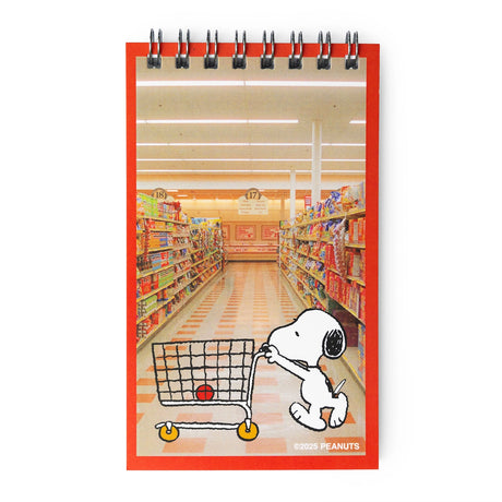 A nostalgic nod to the stationery aisle—those tiny spiral notebooks you’d flip through while your mom checked out at the local five-and-dime. These vintage-style memo pads are straight out of the 1980s, reimagined with photo-real backgrounds and everyone’s favorite beagle doing what he does best: being adorable.