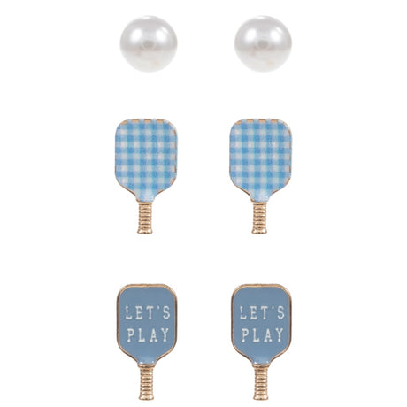 Enamel Pickleball Themed Stud Earring Set