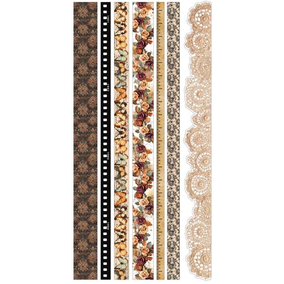 Step back in time with Dennis Bruton's Nostalgic Memories Washi Sheets, the perfect embellishment for your scrapbooks, journals, cards, and craft projects! This set features two sheets of high-quality washi material to capture that beautiful, vintage feel.

Sheet 1: Iconic Imagery

This full sheet is packed with individual washi stickers featuring classic, charming designs. You'll find a delightful collection of florals, ornate stamps, elegant butterflies, and more to instantly add a touch of timeless beaut