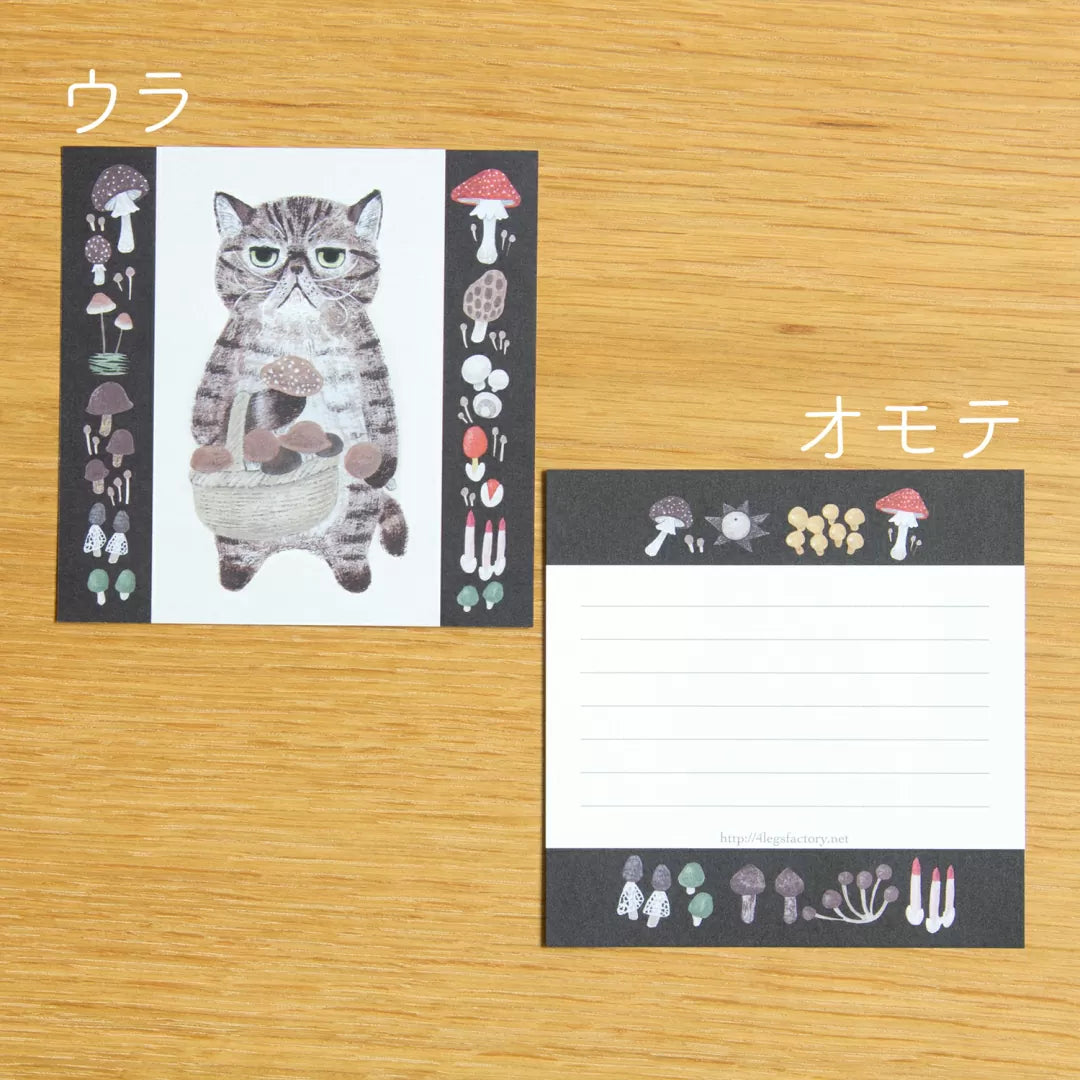 Featuring charming watercolor of cats with flowers and plants from Japanese illustrator 4legs

It is a convenient size that is not too big or too small.&nbsp;Please use it&nbsp;as a communication tool for small thank you and announcements.&nbsp;There are no lines on the front side, so&nbsp;you can use it freely as&nbsp;a shop card or business card&nbsp;with stamps and stickers&nbsp;as well as memos and letters.&nbsp;It is a great gift for people who like paper.&nbsp;The gorgeous and gentle designs&nbsp;will