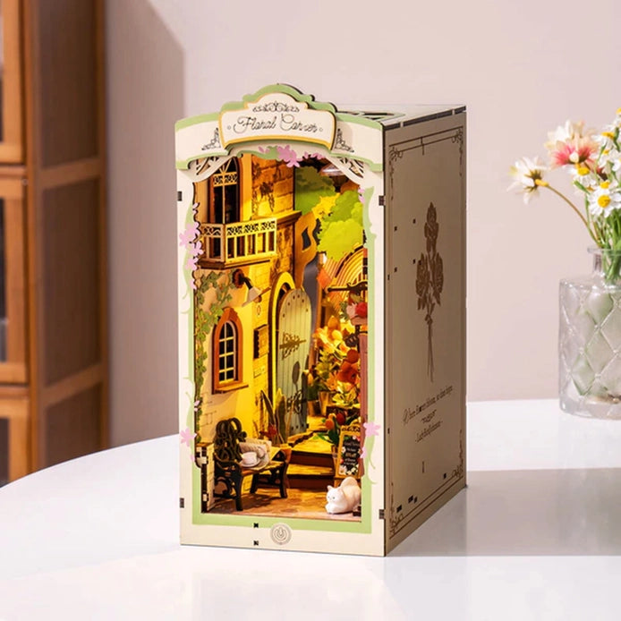 Floral Corner DIY Book Nook Kit with Dust Cover