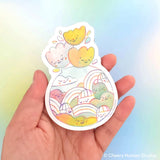 Rainbow Town + Flowers Vinyl Sticker
