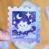 Starry Night and a Rabbit Stamp Vinyl Sticker