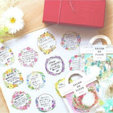 Mint Flower Wreath Flake Sticker (40pcs)