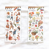 Pegatinas con diseño de crayones y flores