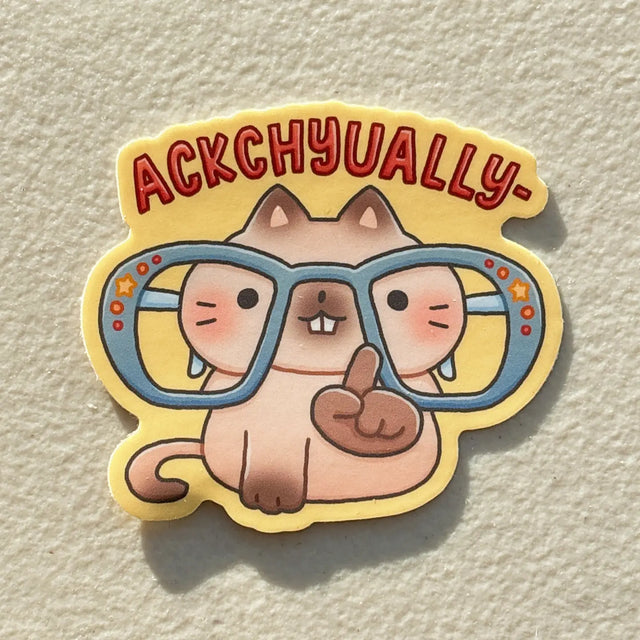 These heavy duty waterproof vinyl stickers are perfect for decorating any laptop, water bottle, iPad case, notebook cover, etc!

Details:&nbsp;

Ackchyually: 2.
Heavy Duty Vinyl
Waterproof
