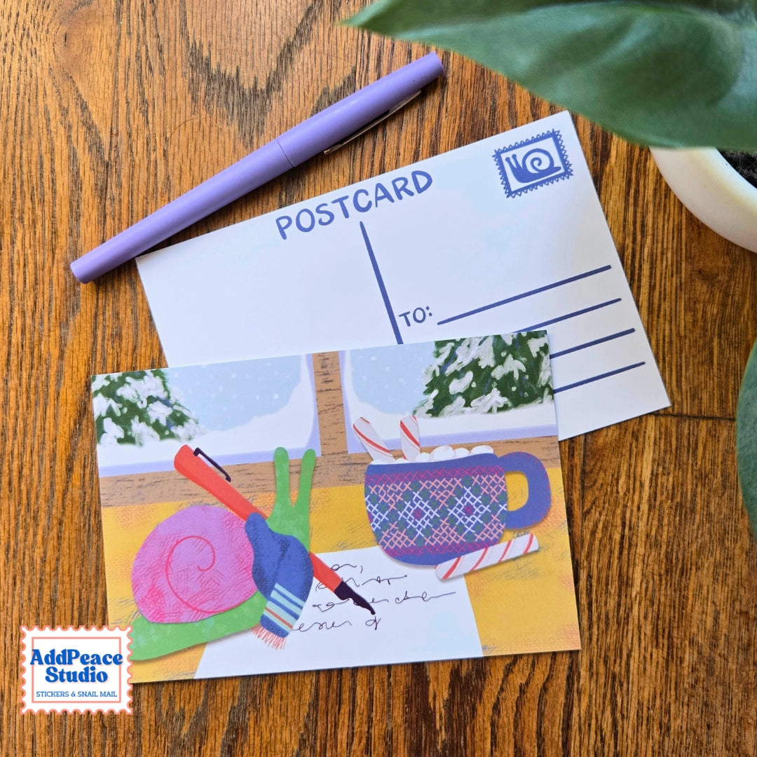A love letter to snail mail and the joy of sending something real. This 12 postcard set features bright, imaginative illustrations centered around writing, reading, and the magic of meaningful connection.

Details

Set of 12 unique illustrated postcards
Professionally printed on sturdy matte cardstock
Standard postcard size: 4 x 6 inches
Illustrated by AddPeace Studio
Made in the USA