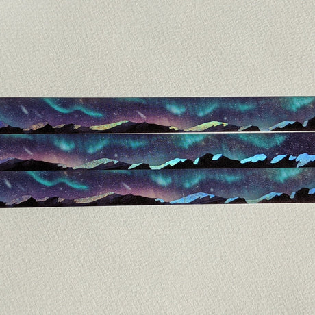 AdrianSlothArt - Aurora Mountain Landscape Holographic Foil Washi Tape

Washi tape with holographic foil highlighting the snow on the mountains, reflecting the northern lights in the night sky.

Details:

15 mm x 10 m
holographic foil washi tape