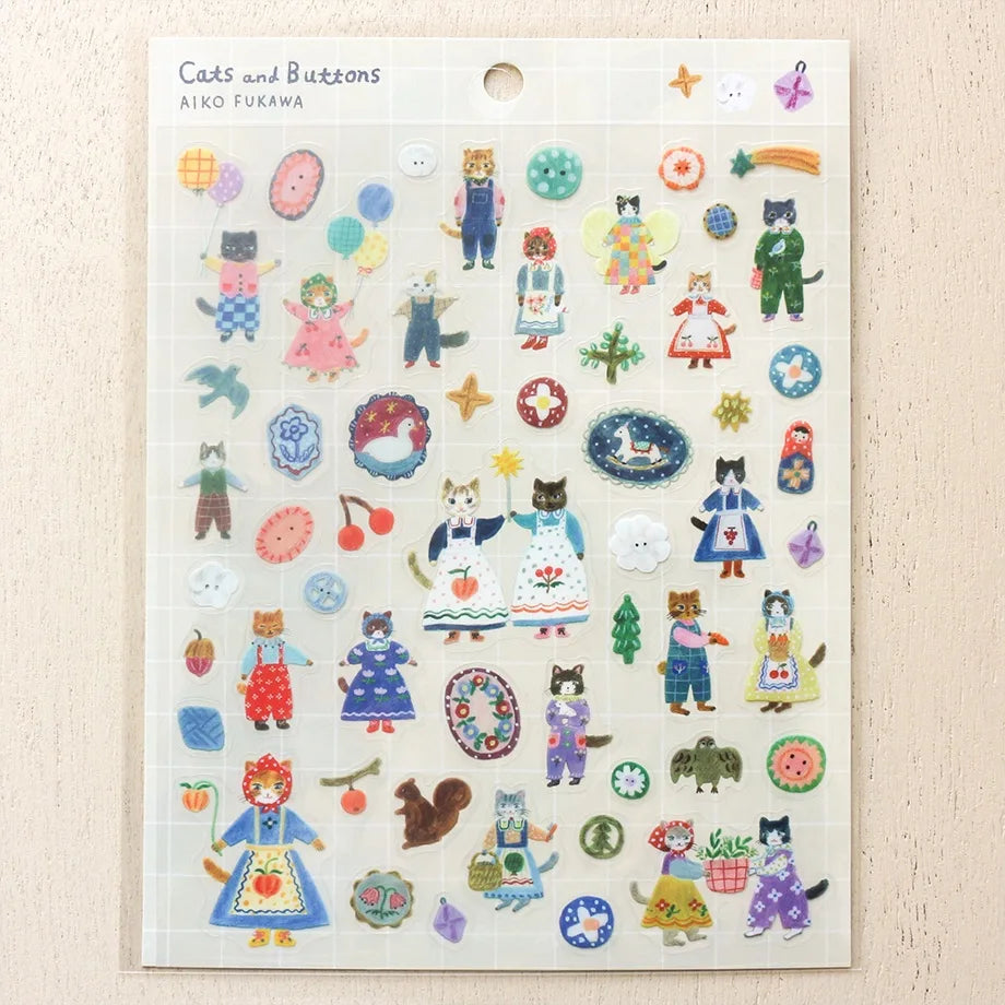 Pegatina de gatos y botones de Aiko Fukawa