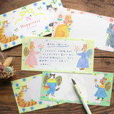 Illustration by Aiko Nukawa, featuring animals dressed in stylish clothes and cute flowers.
Since it uses fluorescent ink, the bright and vivid colors are adorable. Perfect for writing a small letter or thank-you note.

✨ Product Features

4 unique designs featuring whimsical animals and floral motifs
Perfect for short letters, thank‑you notes, or gift enclosures
Printed with fluorescent ink for vivid, eye‑catching color
Made with Mino washi, a traditional Japanese paper known for its soft texture and beaut