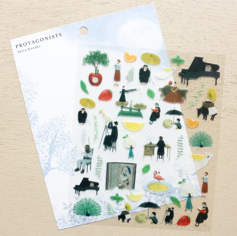 Stickers of illustrator Akira Kusaka. This sticker sheet is packed with beautiful drawings meant to evoke stories and memories.&nbsp;


Printed on PET material, the stickers have a smooth, durable finish that’s easy to peel and place - great for both everyday use and special projects.

✨ Product Details

Smooth, durable PET sticker material
Perfect for planners, journals, scrapbooking, and cardmaking
Backing Sheet Size: 141 × 188 mm
Sticker sheet size: 138 × 170 mm