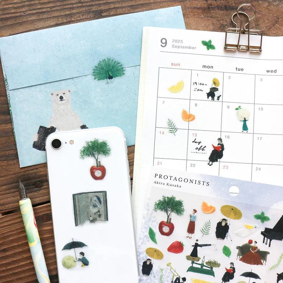 Stickers of illustrator Akira Kusaka. This sticker sheet is packed with beautiful drawings meant to evoke stories and memories.&nbsp;


Printed on PET material, the stickers have a smooth, durable finish that’s easy to peel and place - great for both everyday use and special projects.

✨ Product Details

Smooth, durable PET sticker material
Perfect for planners, journals, scrapbooking, and cardmaking
Backing Sheet Size: 141 × 188 mm
Sticker sheet size: 138 × 170 mm
