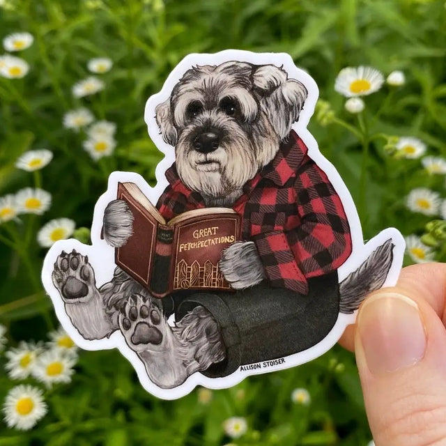 Allison Stoiser Art - Bookish Schnauzer Vinyl Sticker


This schnauzer is reading a well-worn copy of Great Fetchpectations. It's clearly a favorite!