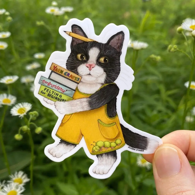 This crafty cat can't wait to get cracking on their latest project! You can read all about it on their blog, "What's Knittin, Kittens?"


This 3" die-cut gloss vinyl sticker is durable, weatherproof, and perfect for water bottles, notebooks, laptops, bikes, and all sorts of other surfaces! Make sure to clean and dry the surface thoroughly before applying.