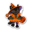 This black cat is dressed up as a little pumpkin witch and is ready to go trick-or-treating!


This 3" die-cut gloss vinyl sticker is durable, weatherproof, and perfect for water bottles, notebooks, laptops, bikes, and all sorts of other surfaces! Make sure to clean and dry the surface thoroughly before applying.