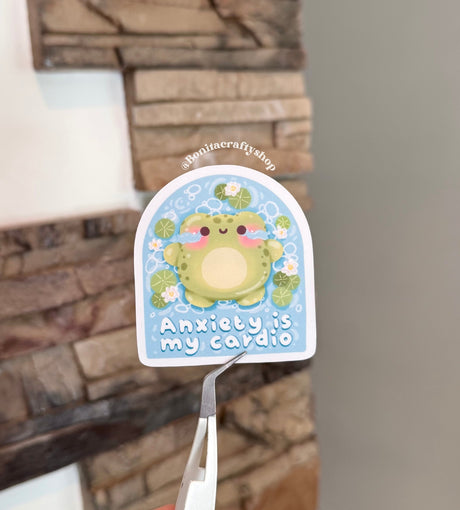 Bonita Crafty Shop - Anxiety Is My Cardio Frog Vinyl Sticker