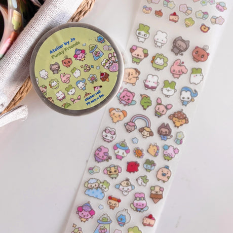 Add endless charm to your creative projects with this Large Sticker Roll — a journaling essential designed for versatility and fun!

Measuring 70mm wide and 5 meters long, each roll is packed with beautifully illustrated stickers printed on a frosted clear matte material that blends seamlessly into any spread, planner, or scrapbook page.

Whether you’re highlighting daily moments, decorating your bullet journal, or personalizing penpal letters, these rolls offer both variety and volume. Each design features