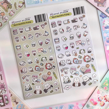  Bring your journal pages to life with our sticker sheets featuring original illustrations and characters! Thoughtfully designed for journals, planners, and creative minds, each sheet is filled with unique, hand-drawn elements to help you express your thoughts and decorate your pages with personality. Perfect for daily journaling, mood tracking, scrapbooking, or enhancing your planner spreads, these stickers add a touch of magic to every moment you document.

Product Type: Sticker Sheet

Product Finish: Sta