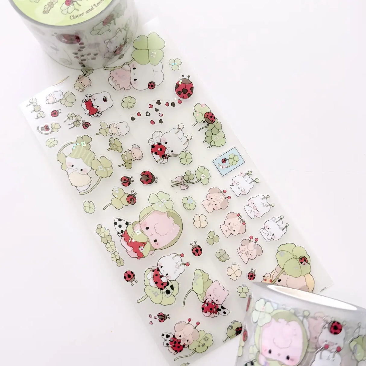 New sticker rolls designs have arrived! Ladybugs and clovers are perfect for spring and summertime

Product details:

45mm x 5m (the pattern is repeated about 15 times on one roll)
Clear Matte with Foil