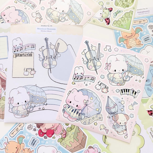 Atelier by Jo Large Sticker Sheet - Musical Season

Introducing larger stickers to be the center of focus in your journal spreads! These detailed, illustrated stickers will add a cozy flair to any journal.