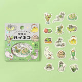 The popular masking tape series "Cafe Kuroneko" has now become stickers!

Not only Kuroneko, but also Heineko, Mikeneko, and Shiro-Neko have joined the group. Each cat gathers here as a café with its own unique personality.
"Welcome, meow!"

Contents: 15 designs x 3 sheets
Material: Japanese paper