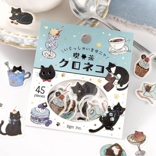 BGM - Welcome Meow! Series Café Kuroneko Sticker Flakes

The popular masking tape series "Cafe Kuroneko" has now become stickers!

Not only Kuroneko, but also Heineko, Mikeneko, and Shiro-Neko have joined the group. Each cat gathers here as a café with its own unique personality.
"Welcome, meow!"

Contents: 15 designs x 3 sheets
Material: Japanese paper