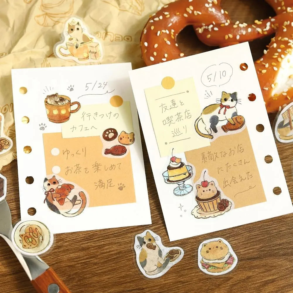 BGM - Welcome Meow! Series Café Mikeneko Sticker Flakes

The popular masking tape series "Cafe Kuroneko" has now become stickers!

Not only Kuroneko, but also Heineko, Mikeneko, and Shiro-Neko have joined the group. Each cat gathers here as a café with its own unique personality.
"Welcome, meow!"

Contents: 15 designs x 3 sheets
Material: Japanese paper