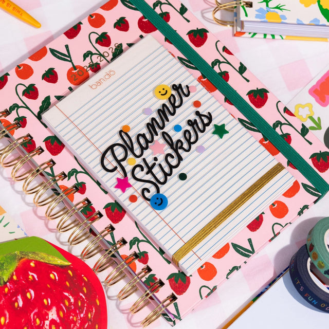 Stickers designed especially for your planner! This planner sticker book comes with 40 pages of colorful stickers to help you organize, decorate, and highlight every important moment. An elastic band closure keeps everything neat and tidy, so your stickers stay put and ready to use.