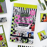 Welcome to the strangest sticker stash this side of the afterlife! The Beetlejuice Junk Journal Sticker Book is packed with delightfully weird designs made for layering, collaging, journaling, and decorating. Inside you’ll find Beetlejuice-inspired patterns, borders, alphabet stickers, characters, icons, and more, basically everything you need to make your pages a little more strange and unusual.