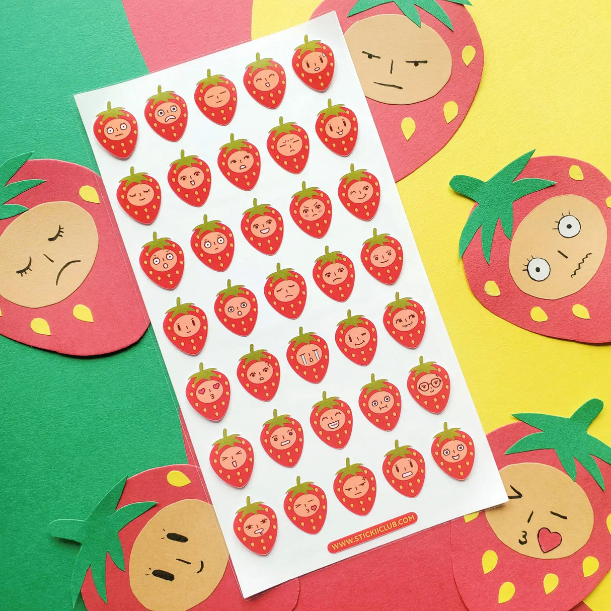 🍓😳 For every mood on the emotional fruit chart, this sheet has a strawberry to match. From shy smiles and dramatic tears to heart eyes, grumpy little faces, sleepy looks, and full-on tiny panic, each berry captures a very specific feeling in the cutest possible way. Perfect for planners, journals, mood trackers, or any day when only a little strawberry face can truly explain what’s going on.