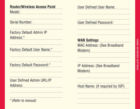 Libro de registro de direcciones de Internet y contraseñas en letra grande negra
