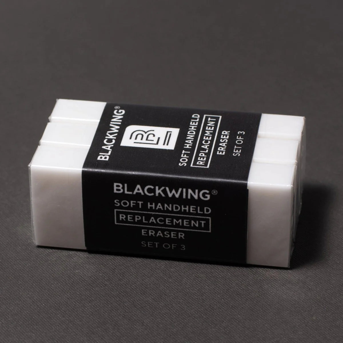 These replacement erasers are designed to be used with the Soft Handheld Eraser + Holder

Each eraser is made of a specialized soft material that erases the dark lines of our graphite cleanly and easily. Use them with our durable aluminum holder that lets you get a solid grip while erasing. The jumbo-sized Blackwing clip also lets you extend the eraser as you use it.