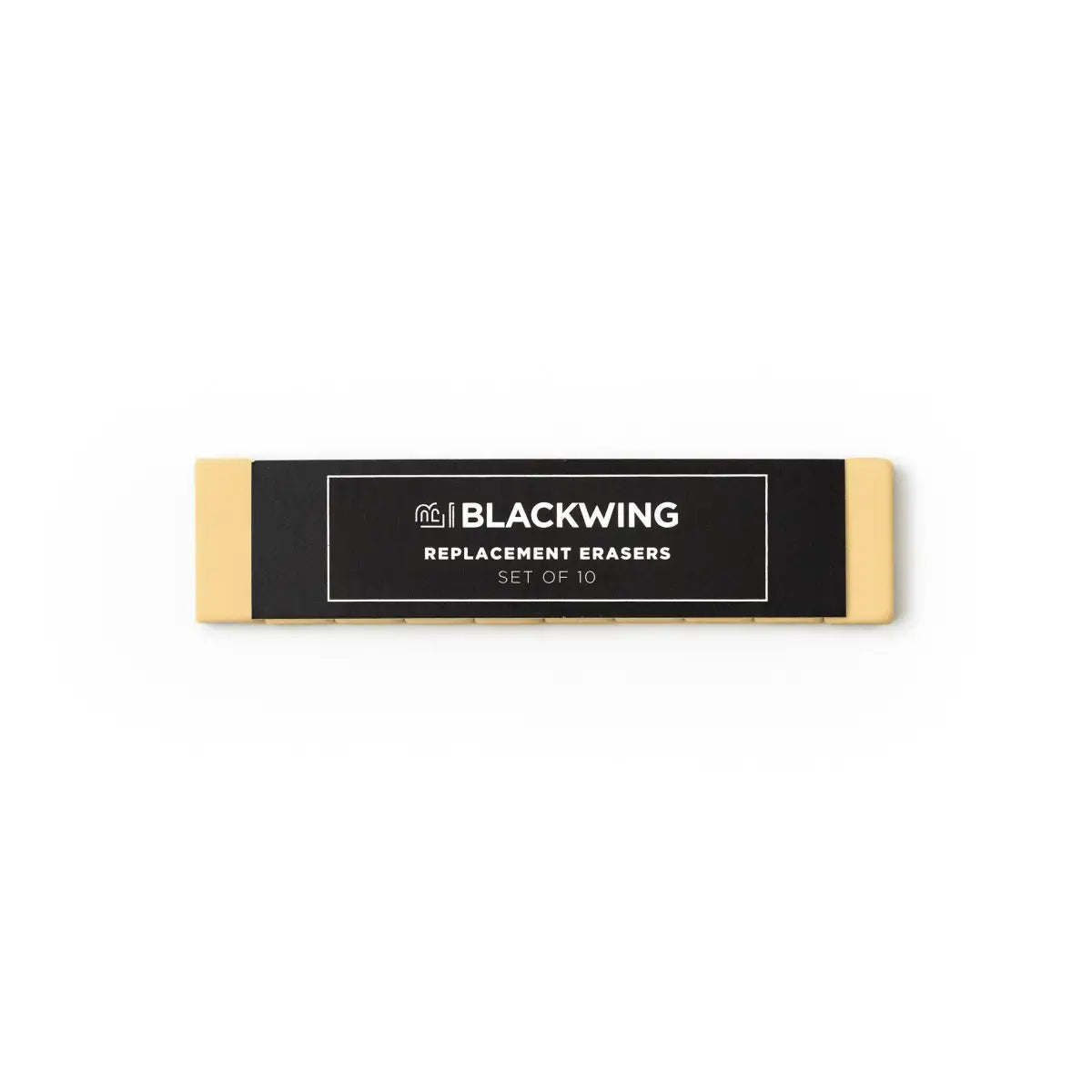 Blackwings have always been known for their iconic, replaceable, square erasers. To replace your eraser, slide the eraser and clip out of the ferrule, remove the clip from the old eraser, place the new eraser into the clip, and insert the new eraser and clip into the ferrule.

Replacement erasers come in sets of 10 and are available in black, white, pink, green, blue, navy blue, orange, yellow, red and grey.