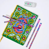 Volume 143 is our tribute to Frida Kahlo. The model number 143 is a nod to the 143 paintings commonly attributed to her over the course of her life.

The limited-edition Volume 143 Frida Kahlo Notebook Essentials Set includes a Vol. 143 Frida Kahlo Notebook, 4 x Vol. 143 Pencils, Vol. 143 One-Step Sharpener, and a Vol. 143 Point Guard, all inside a Frida Kahlo-inspired gift box.

Contains:

1 x Vol. 143 Frida Kahlo Notebook
4 x Vol. 143 Pencils with Soft Graphite
1 x Vol. 143 One-Step Sharpener
1 x Vol. 143