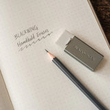 We took the iconic design of our eraser clip and adapted it into a sleek handheld form that feels great to use.

The eraser is made of a special soft material that erases the dark lines of our graphite cleanly and easily. The holder is made of durable aluminum that lets you get a solid grip while erasing. It also includes a jumbo-sized version of the iconic Blackwing clip, so you can extend the eraser as you use it.