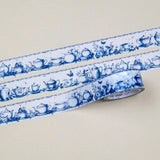 A unique vintage style washi tape featuring some dreamy tea party inspired blue patterns on a white background. Size: 2cm x 10m